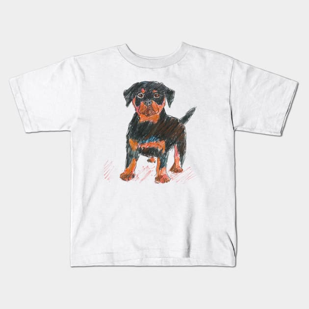 Cute Rottie Dog Like Kids Drawings Kids T-Shirt by VeryBadDrawings